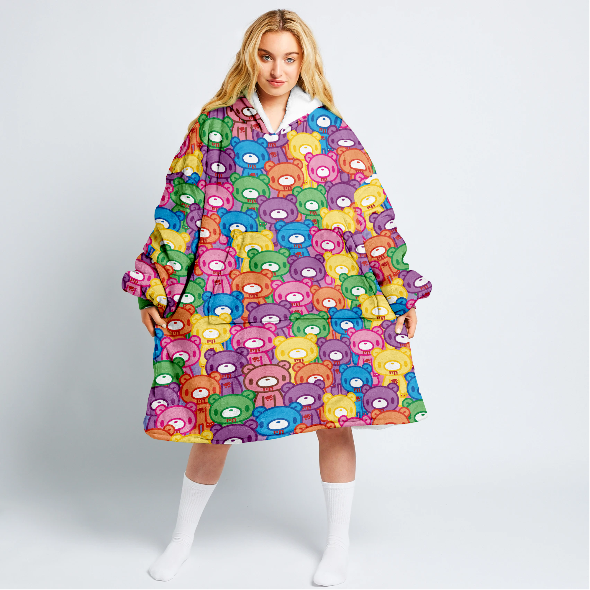 Gloomy Bear "Rainbow Dreams" Unisex Hooded Blanket
